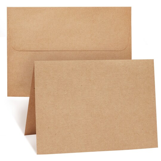 Best Paper Greetings; Set of 100 A7 Cardstock Half-Fold Sheets and Kraft Envelopes Set for Invitations and Cards (Brown, 5x7 In); Category:Envelopes; Image:1